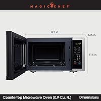 Vista 3 de Magic Chef Microondas de encimera, horno de microondas pequeño de 0.9 pies cúbicos, 900 vatios, acero inoxidable