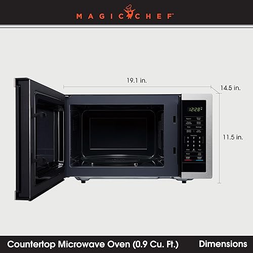 Miniatura 3 de Magic Chef Microondas de encimera, horno de microondas pequeño de 0.9 pies cúbicos, 900 vatios, acero inoxidable