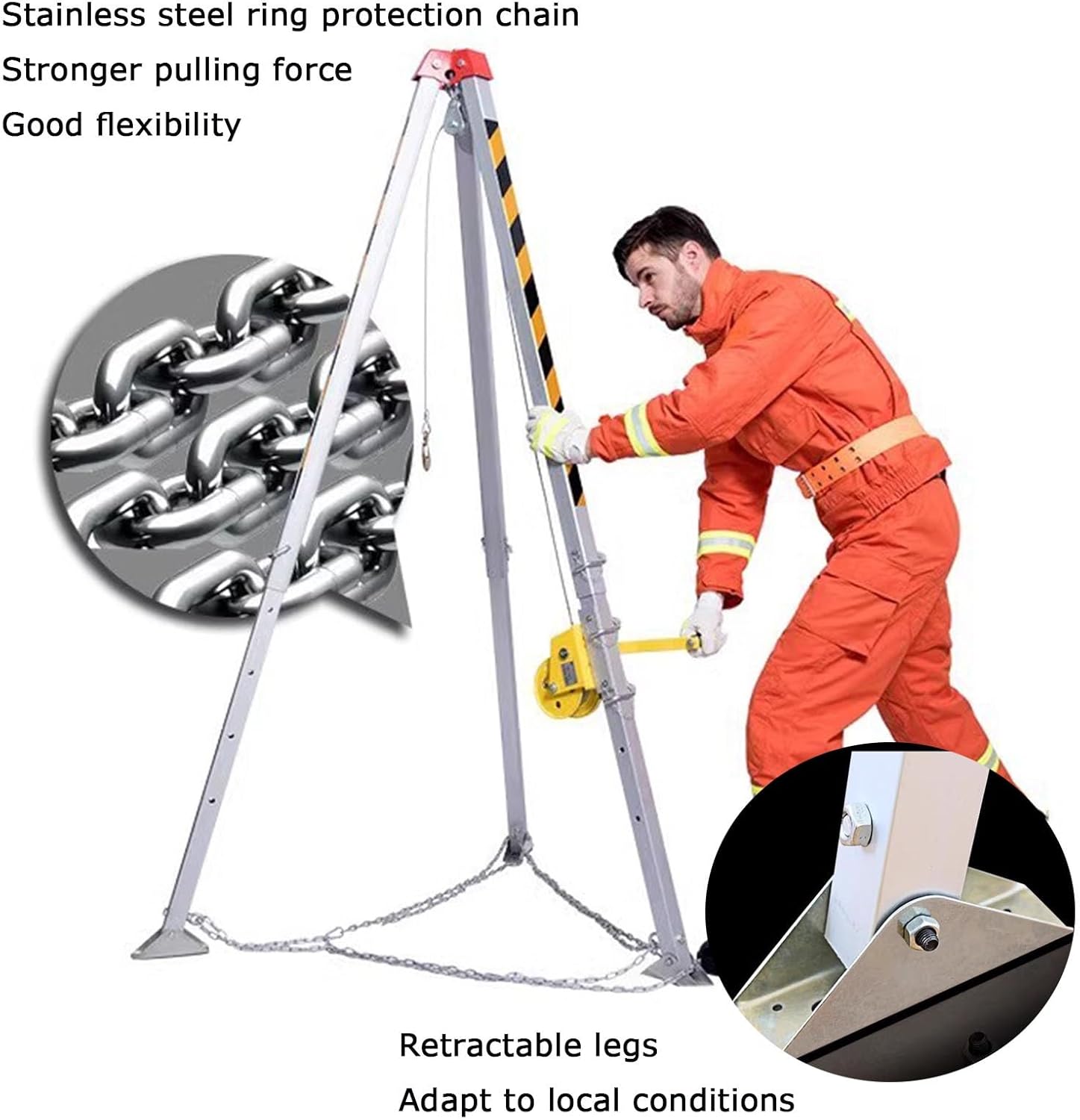 Confined Space Rescue Kit - Fall Protection Harness, Emergency Tripod, Multi-Functional Self-Locking Fall Arrest Device (1800 lbs) for Safety and Rescue Operations