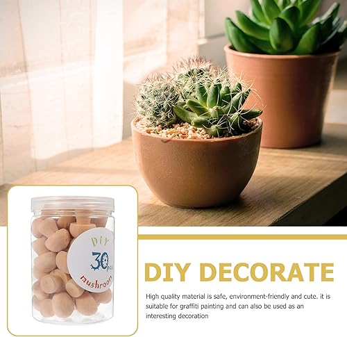 Miniatura 10 de Juego de 60 piezas de hongos de madera naturales sin terminar con formas de hongos, figuras de hongos, mini muñecas de madera para artes y