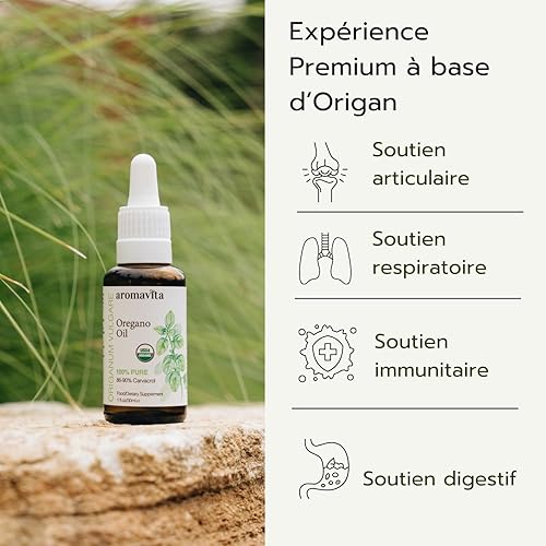 Miniatura 4 de Aromavita Aceite esencial de orégano 100 puro sin diluir sin OMG aceite de orégano griego orgánico extra fuerte más del 86 de suplemento nutricional