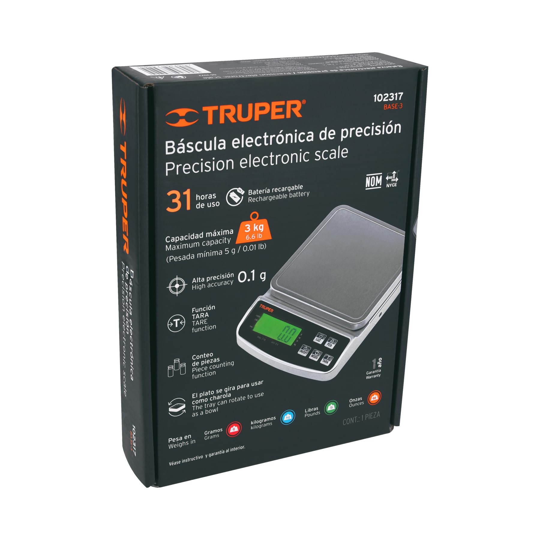 Marca Truper Bascula Gramera Truper Báscula Electrónica 40kg