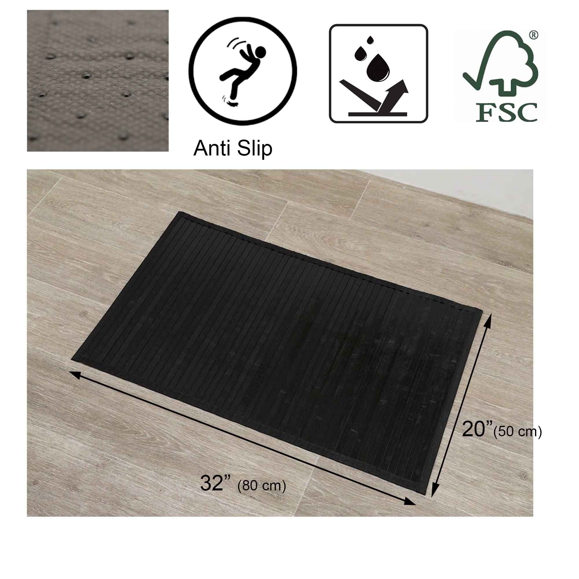 Amazon | 竹バスマットアンチ滑りやすい31.5 