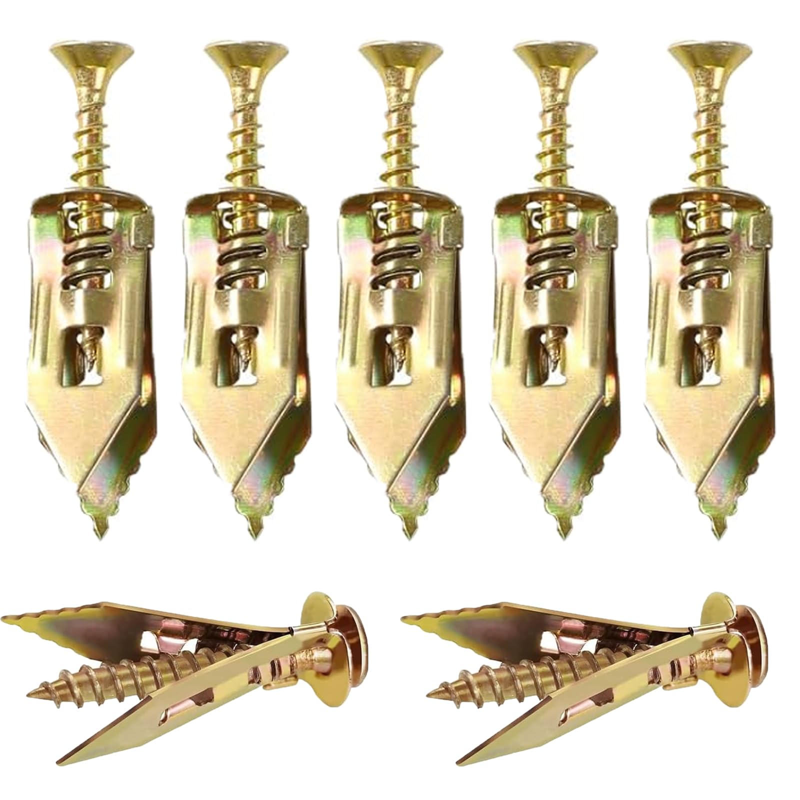 50 Sets Self Drilling Drywall Anchors - Upgraded Zinc Plated Steel Hollow Wall Anchors and Screws, Drywall Self Drilling, Self-Drilling Drywall