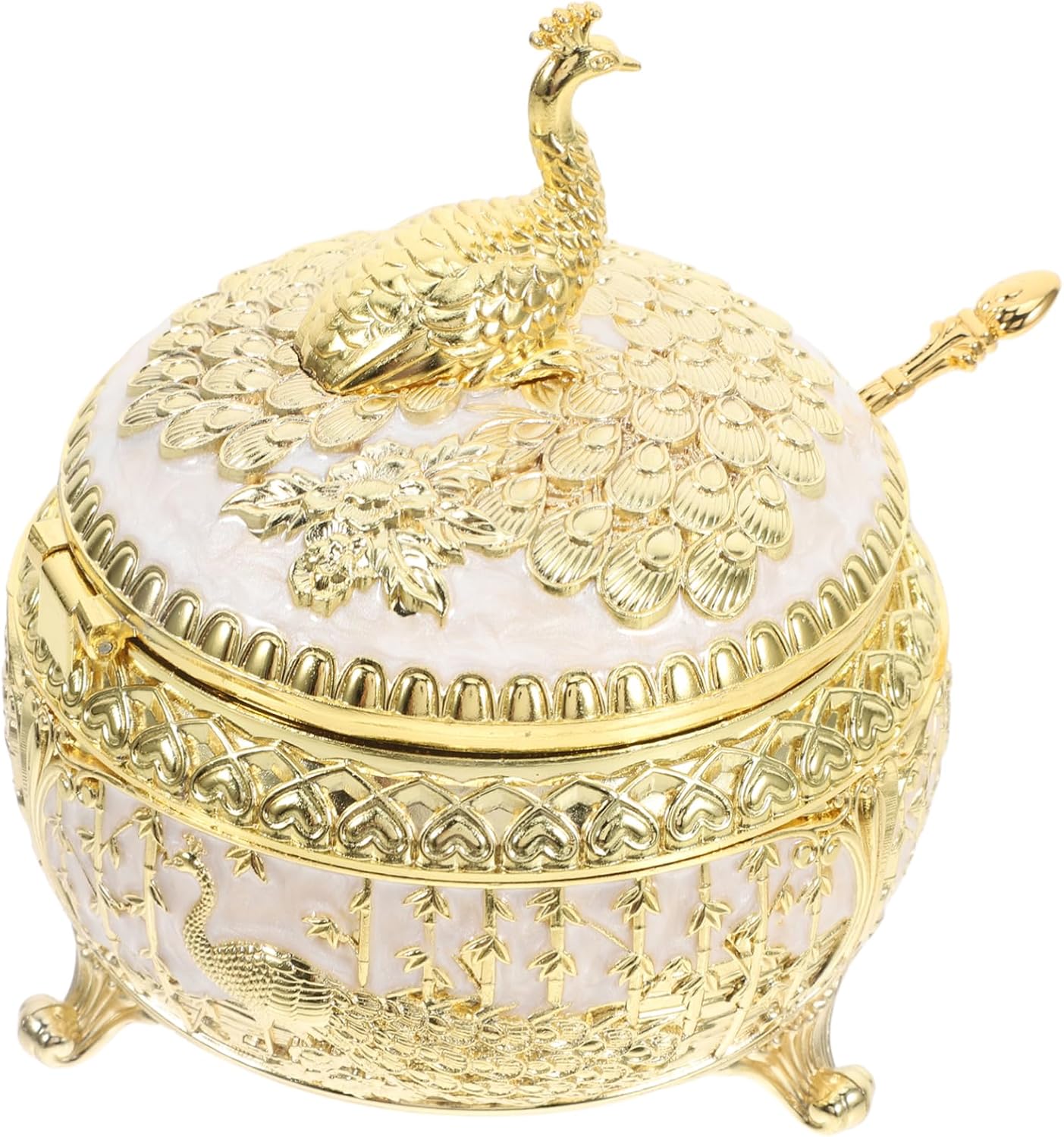 Elegant Sugar Jar Set Zinc Alloy Condiment Pot Double Lid Salt Storage Jar European Style Kitchen Accessory