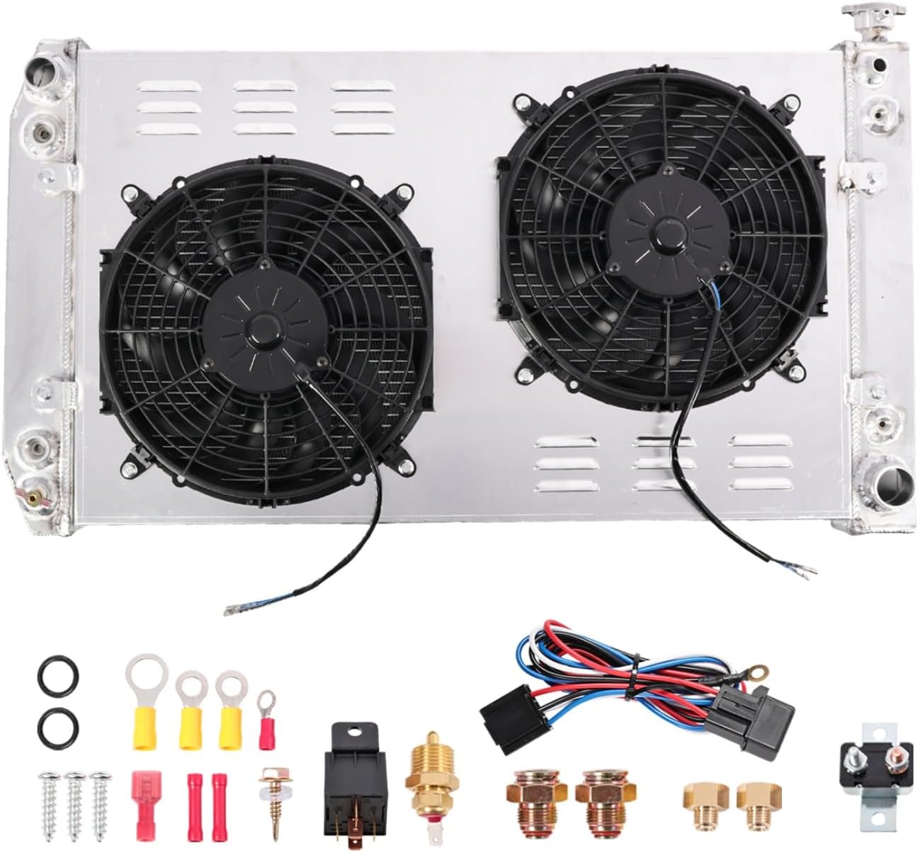 3 Row Aluminum Radiator Shroud Fan CU622 Compatible With C1500 C2500 C3500 K1500 K2500 K3500 5.0L 5.7L 1988-1999