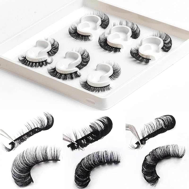 Cílios postiços 3D de fibra sintética com curvatura D, estilo natural, 6 pares