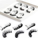 3d Russian Strip Lashes, D Curl Lash Strips, Natural False Lashes Mink, NaturalWispies Mink Eyelashes, Wispy Fake Lashes, Faux Mink Eyelashes Natural Look(6 Pairs)