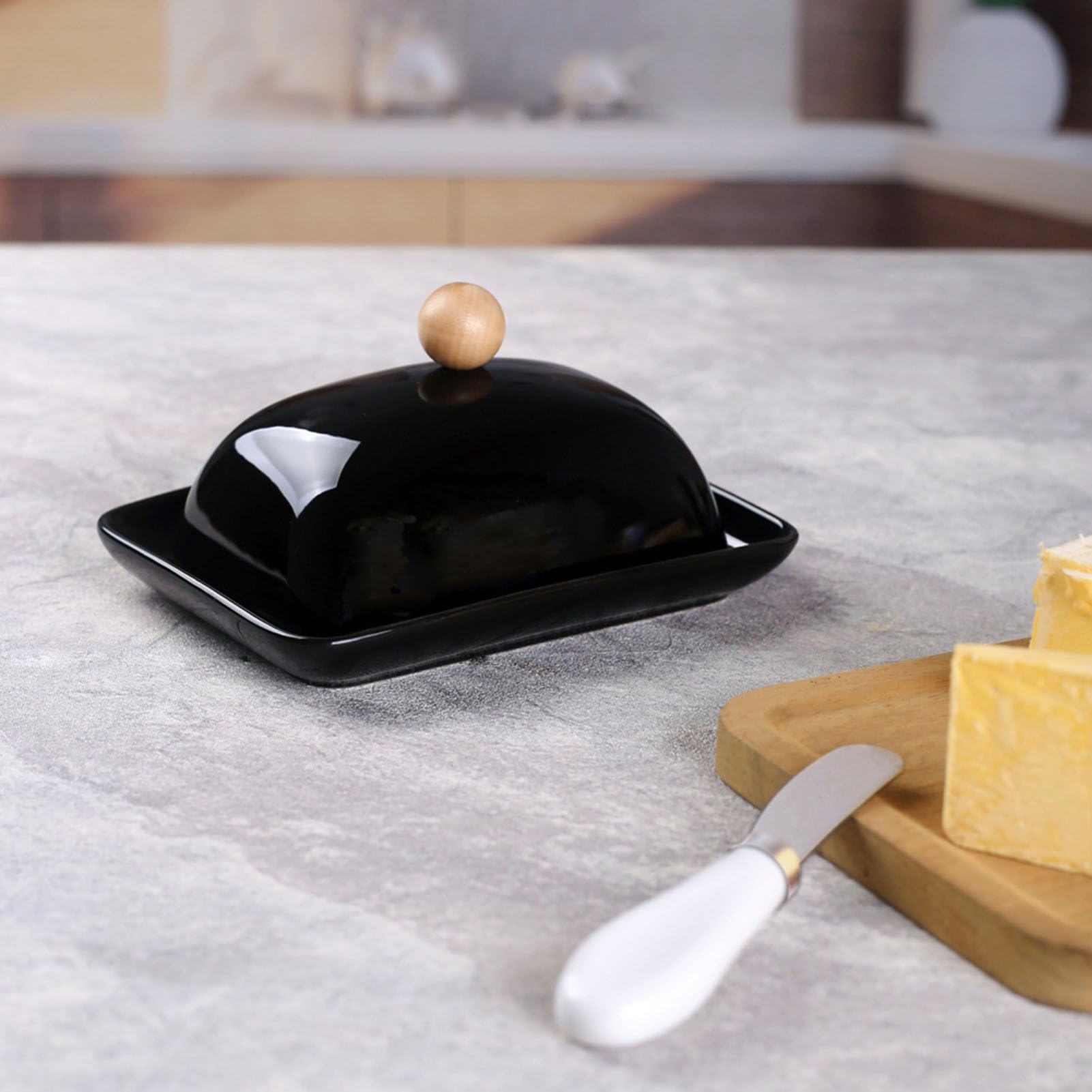 Beurrier avec couvercle, plateau facile à ramasser pour la décoration de la cuisine et la cuisine, idéal pour stocker et servir le beurre, design durable et élégant