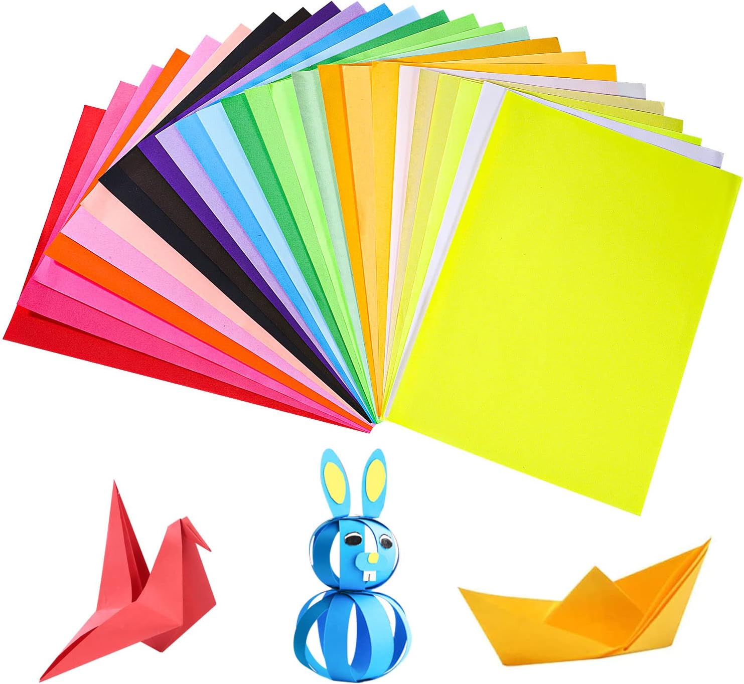 FUYOAL 200 Sheets Origami Paper, A4 Coloured Paper Double-Sided Craft Paper Origami Kit Handmade Coloured Drawing Paper Copy Papers for DIY Arts Crafts Teachers