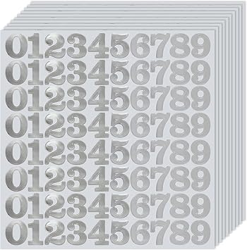 1 Inch Number Stickers for Inventory and Classification, Waterproof Label Number Stickers for Organizing, Self Adhesive & Waterproof, Vinyl Material - Silver
