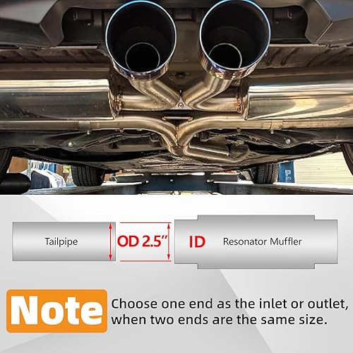 Miniatura 36 de A-KARCK Resonador de escape de entrada de 4 pulgadas, entrada de 4 pulgadas, salida de 4 pulgadas, silenciador de longitud total de 30 pulgadas, 1