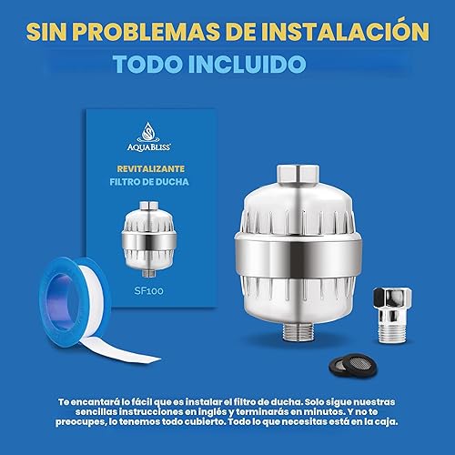 Vista 7 de AquaBliss - Cromo (SF100)- Filtro revitalizador de alto rendimiento para la ducha - Reduce la piel seca con picazón, la caspa, el eccema y mejora