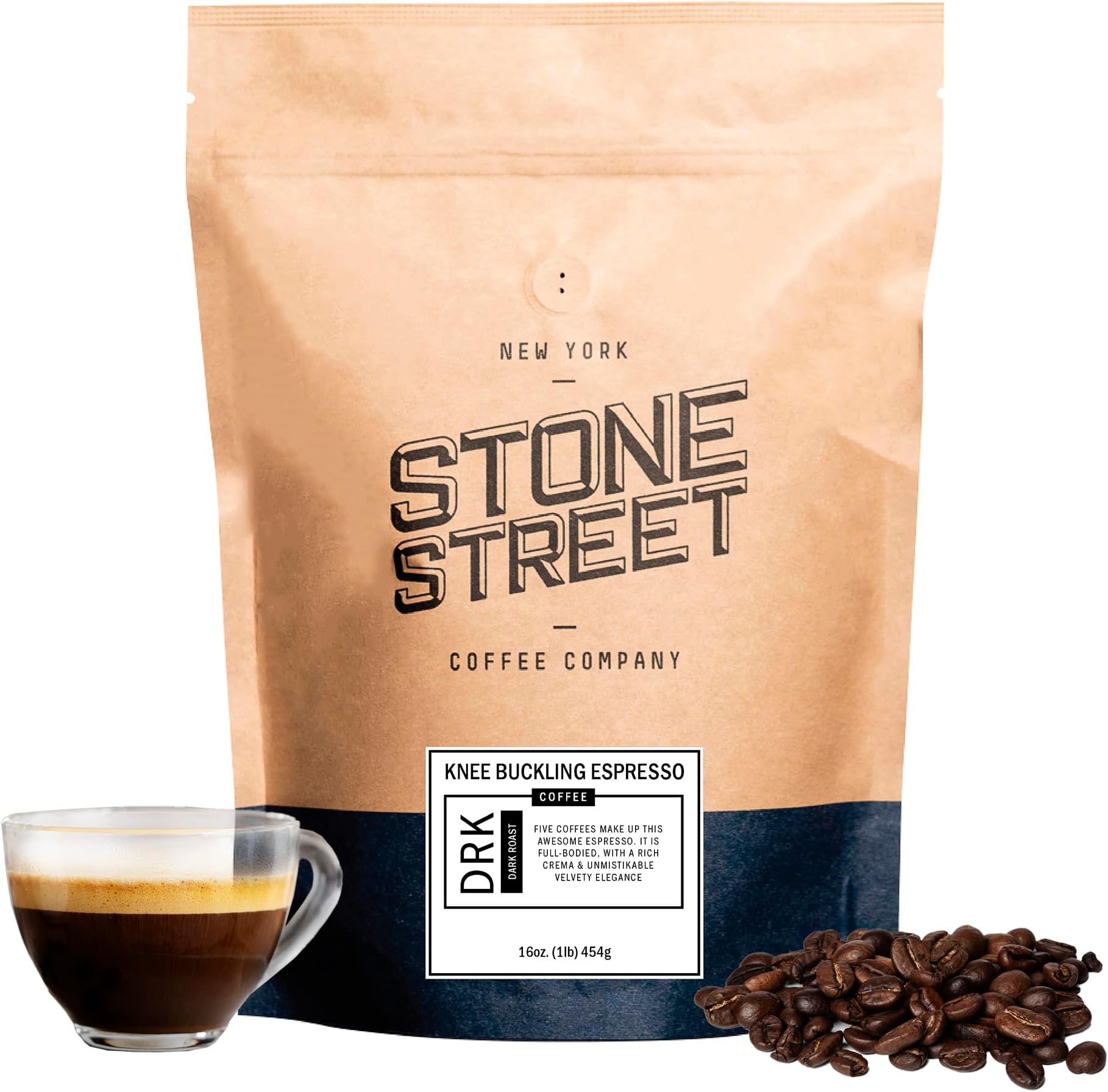 Knee Buckling Espresso Beans, High Caffeine Coffee Blend, Dark Roast, Whole Bean, 1 LB