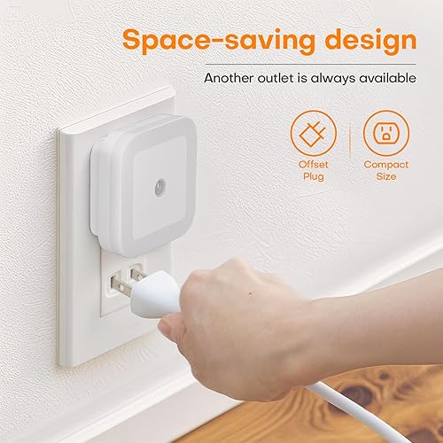 Miniatura 4 de Luz nocturna LED blanca de 0.5 W con sensor de atardecer a amanecer, paquete de 6  Diseñado para dormitorio, baño, escaleras, cocina