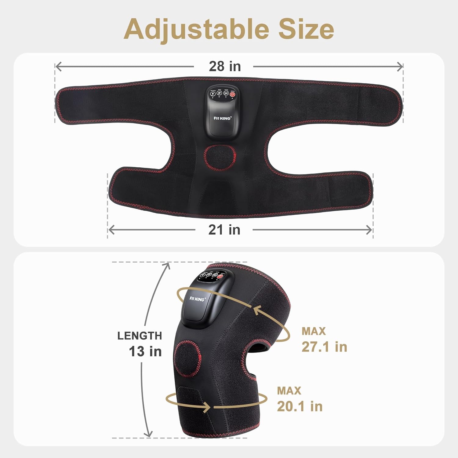 FIT KING Air Compression Knee Massager, Heated Knee Brace Wrap with 3 Modes and 3 Intensities, Shiatsu-Like Massage for Pain Relief, Ideal Gifts for Men Women (Pair)