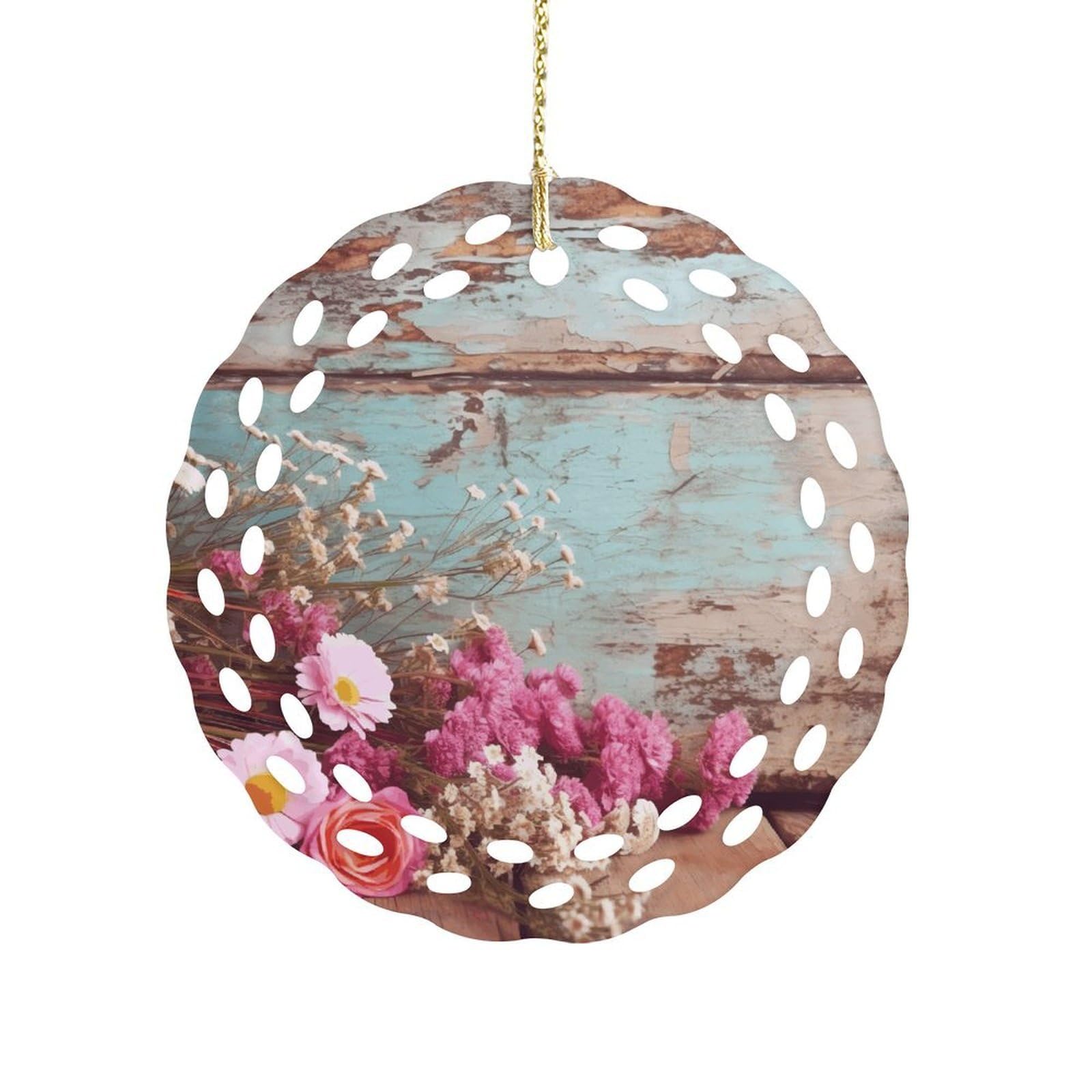 Khauerbc Women's Style Rustic Flowers Hanging Decorations-3.2 In .Round Ornament For Decorating Shopping Malls, Shops, Homes.holiday Keepsake For Grandma Mothers Birthday.