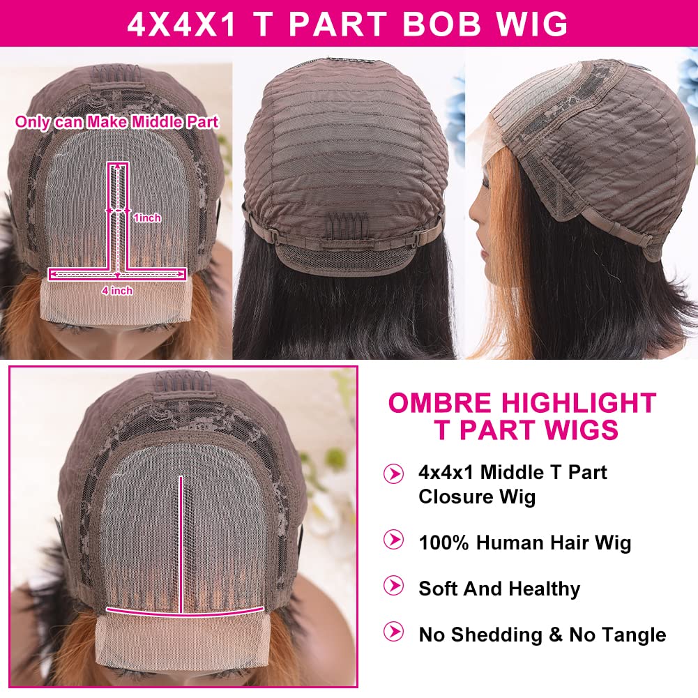 Snapklik.com : Ombre Bob Lace Front Wig Human Hair 12Inch Highlight Bob ...
