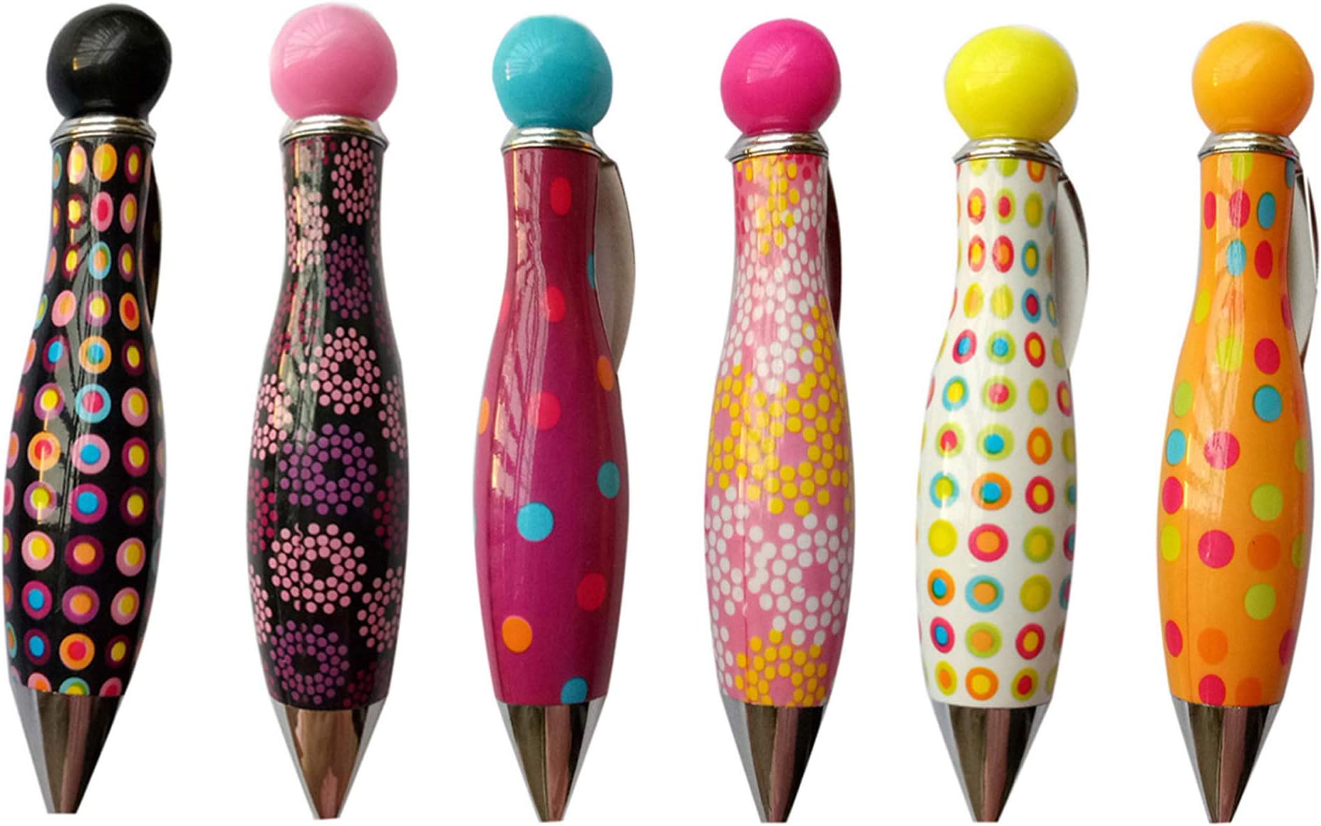6 Pack Big Fat Pen With Clip Good Grip Mini Cute Ballpoint Pen Blue Ink 0.5 mm Tip Novelty Pen Gift For Kids Arthritis
