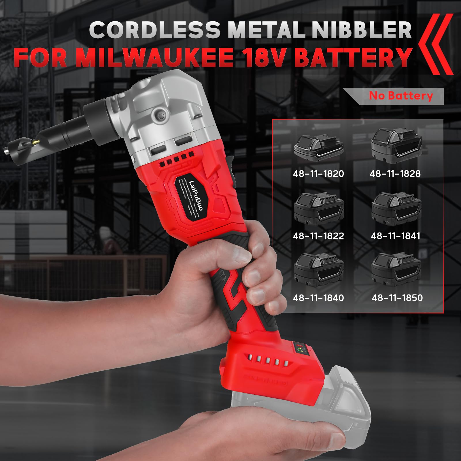 Nibbler de metal inalámbrico para batería Milwaukee de 18 V, cortador de metal sin escobillas con 3 velocidades, cortador eléctrico de acero para acero inoxidable, aluminio, 30000 RPM, bolsas