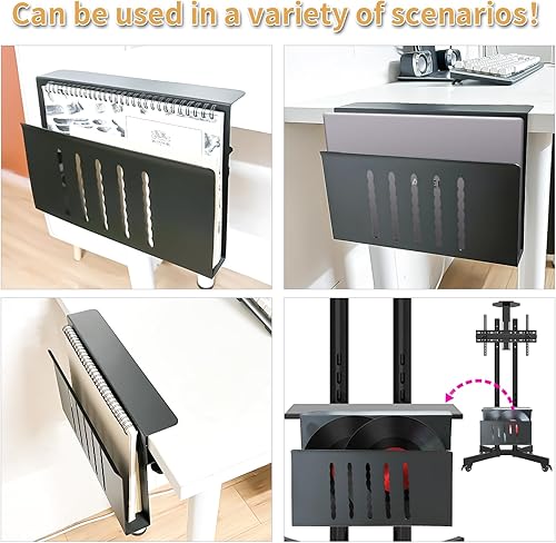 Miniatura 7 de Almacenamiento lateral de escritorio, almacenamiento debajo del escritorio, organizador de escritorio colgante de acero sin taladro, soporte para