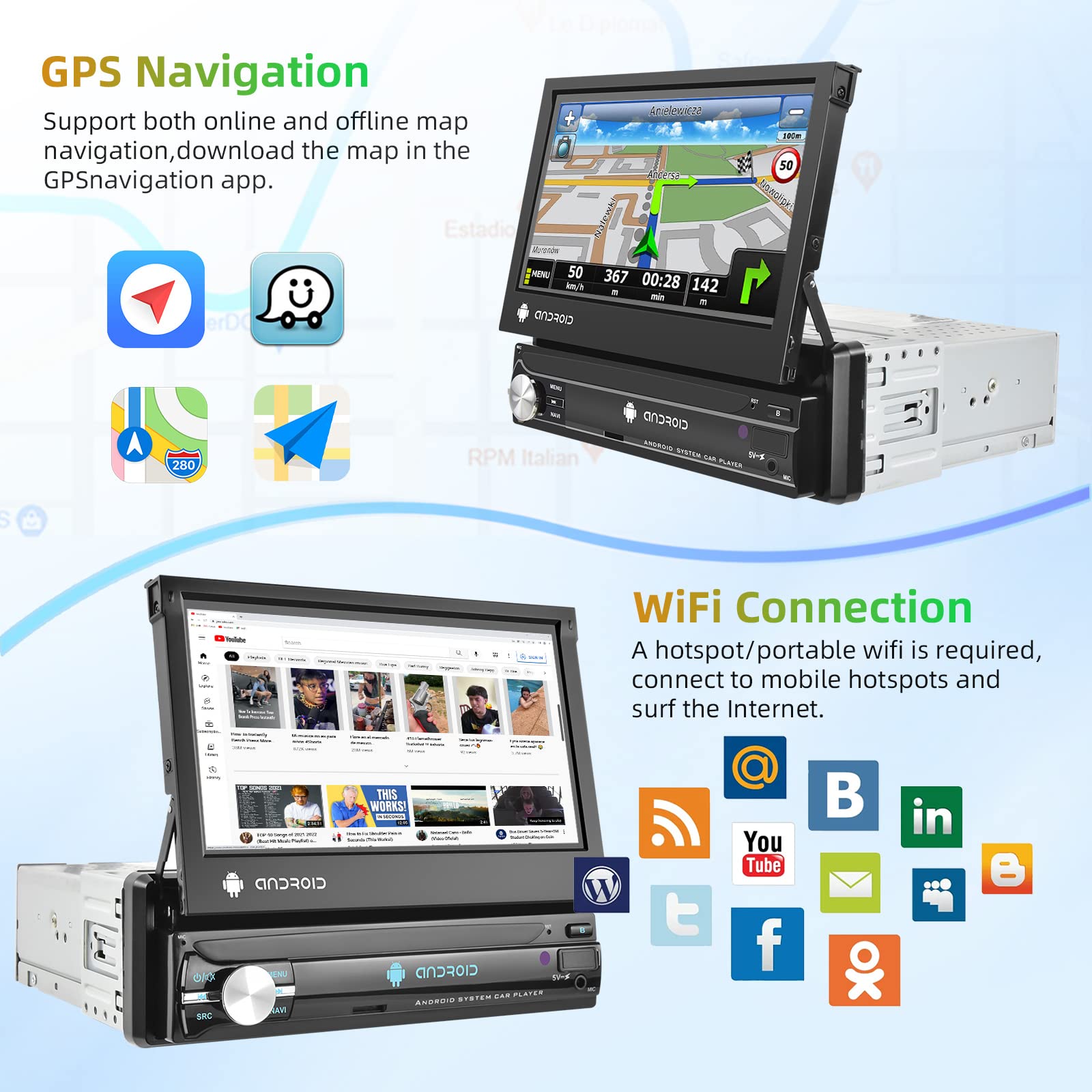 Podofo Car Radio Android 13 GPS 7 Pollici - Dettaglio