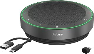 Jabra Speak2 75 Wireless Bluetooth Speakerphone - 4 Noise-Cancelling Mics, Full-Range 65mm Portable Speaker and USB-C Bluetooth Adapter - Certified for Zoom and Google Meet - Dark Grey