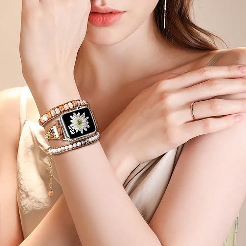 Miniatura 6 de Youthrun Handmade Boho Watch Band Compatible with Apple Watch 49MM 45MM 44MM 42MM 41MM 40MM 38MM Beaded Wrap Bracelet for iWatch Ultra, Series