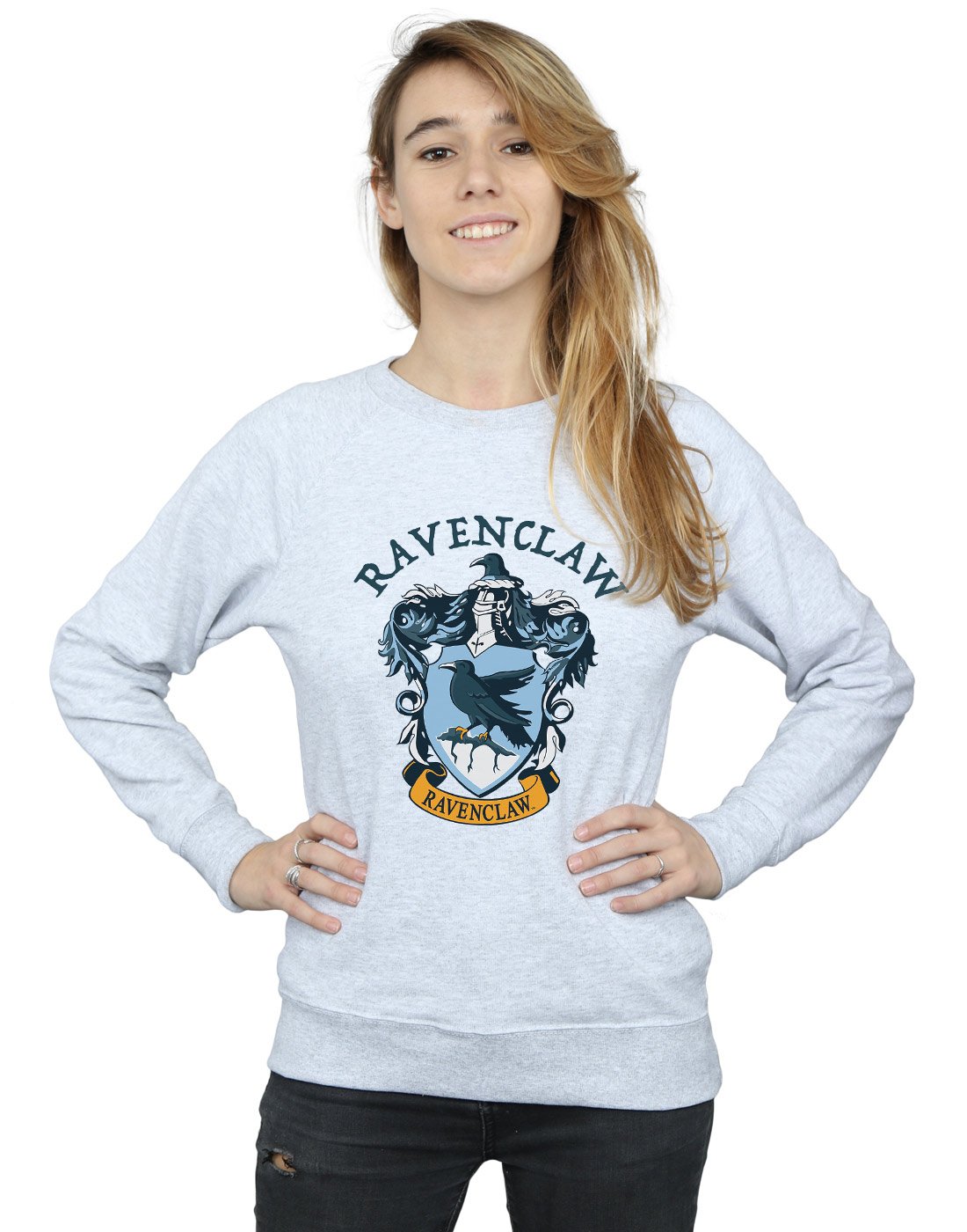 Harry Potter Women's Ravenclaw Crest Sweatshirt Heather Grey Medium
