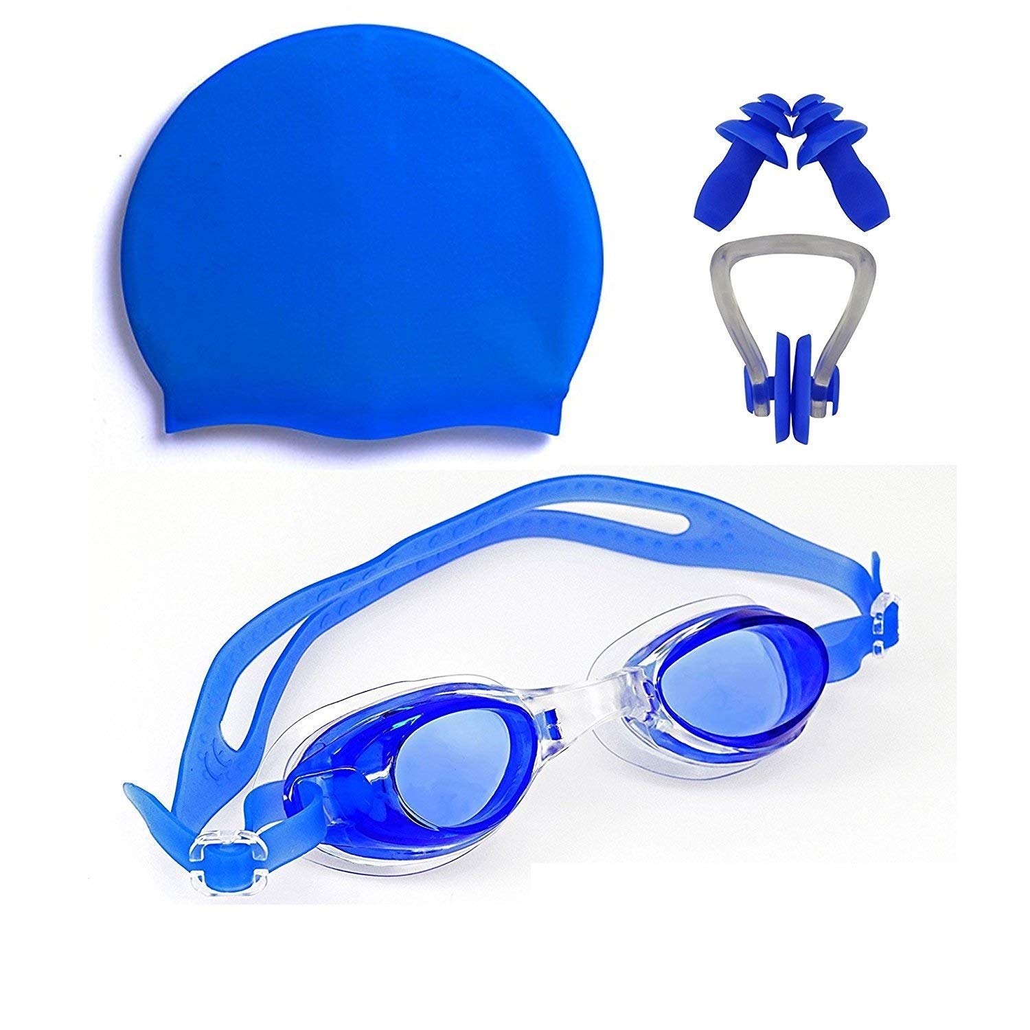 SPOCCO | Swimming Kit Swim Goggles and Swim Caps Combo Set, Nose Clip, Ear Plug & Case- Silicone Non-Slip Material on Glasses & Cap, Anti-Fog, UV Protection, Long Hair- Adults Men Women (B09X47ZFSQ) Amazon Price History, Amazon Price Tracker