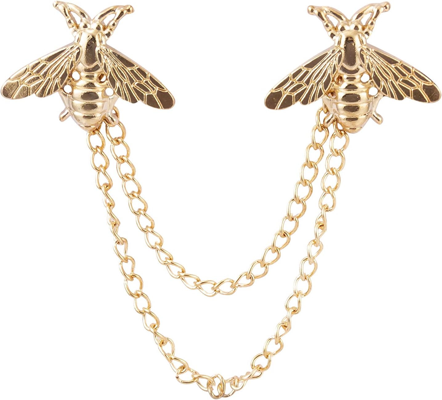 Knighthood Brooch Suit Pin Men's Golden Cute Bee With Hanging Chain Tassel Badge Suit Collar Brooch Lapel Pin Accessories for Men Women