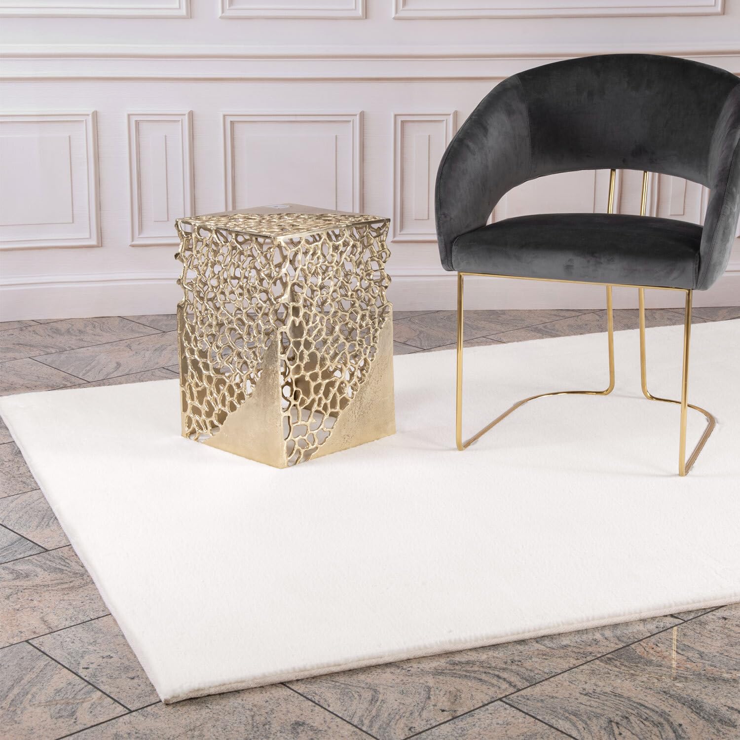 carpet city Alfombra de pelo largo para salón, color blanco, 160 x 230 cm, poliéster muy suave, pelo suave, alfombra para dormitorio, alfombra de pelo largo, color blanco