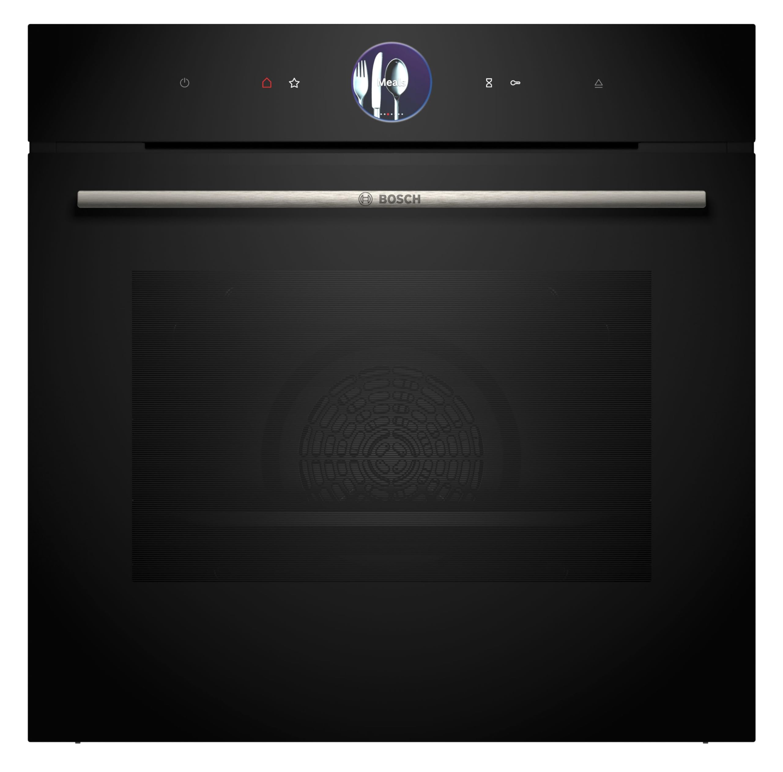 Bosch HSG7361B1, Smarter Serie 8 Einbau-Dampfbackofen, 60 x 60 cm, 1 L Wassertank, Schwarz, Made in Germany, Hydrolyse Selbstreinigung, Air Fry, Farb-Display, 4D Heißluft, Bosch Assist, Pizzastufe