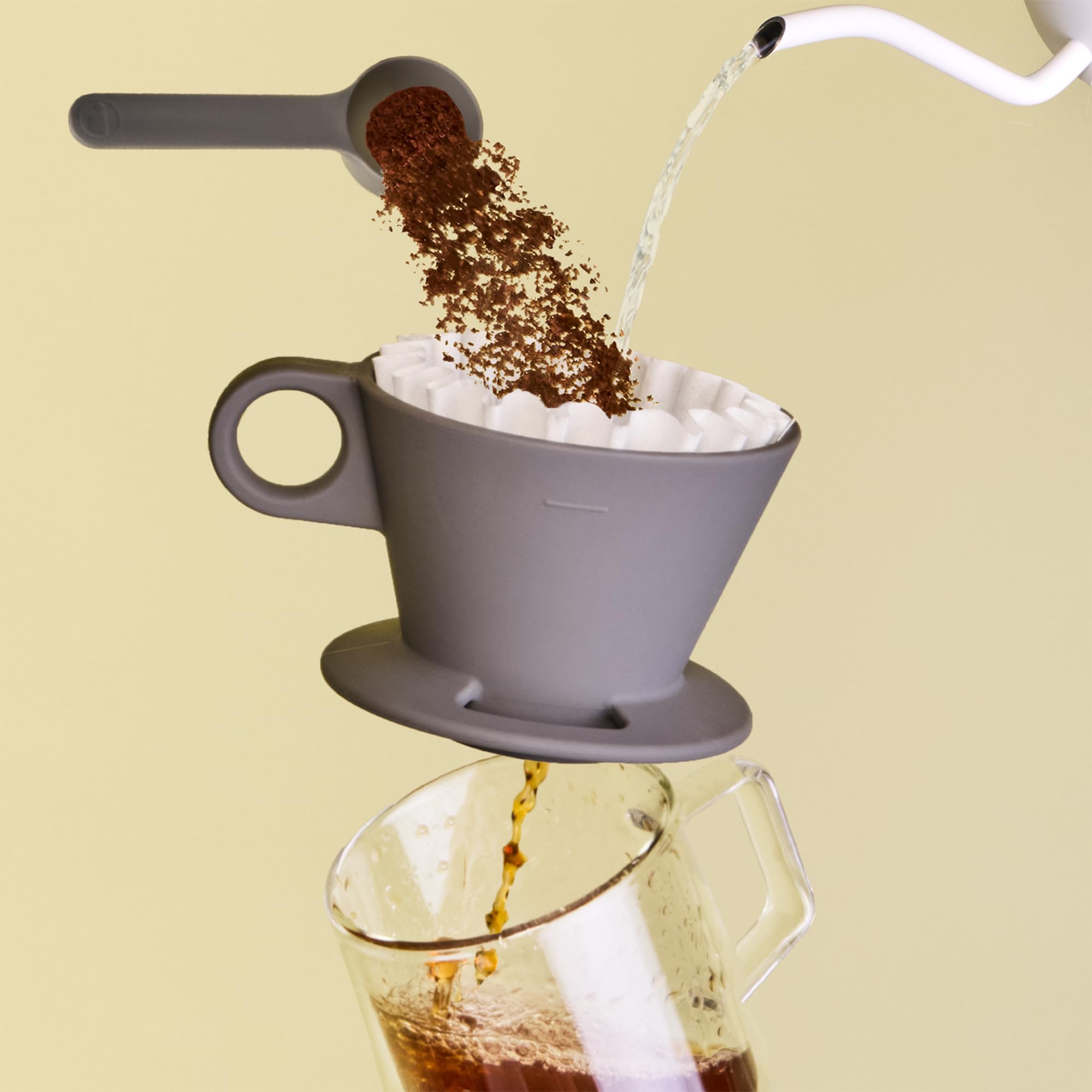 Verve Dwell Dripper Pour Over Coffee Maker, Non-Electric Manual Brew Maker (Grau)