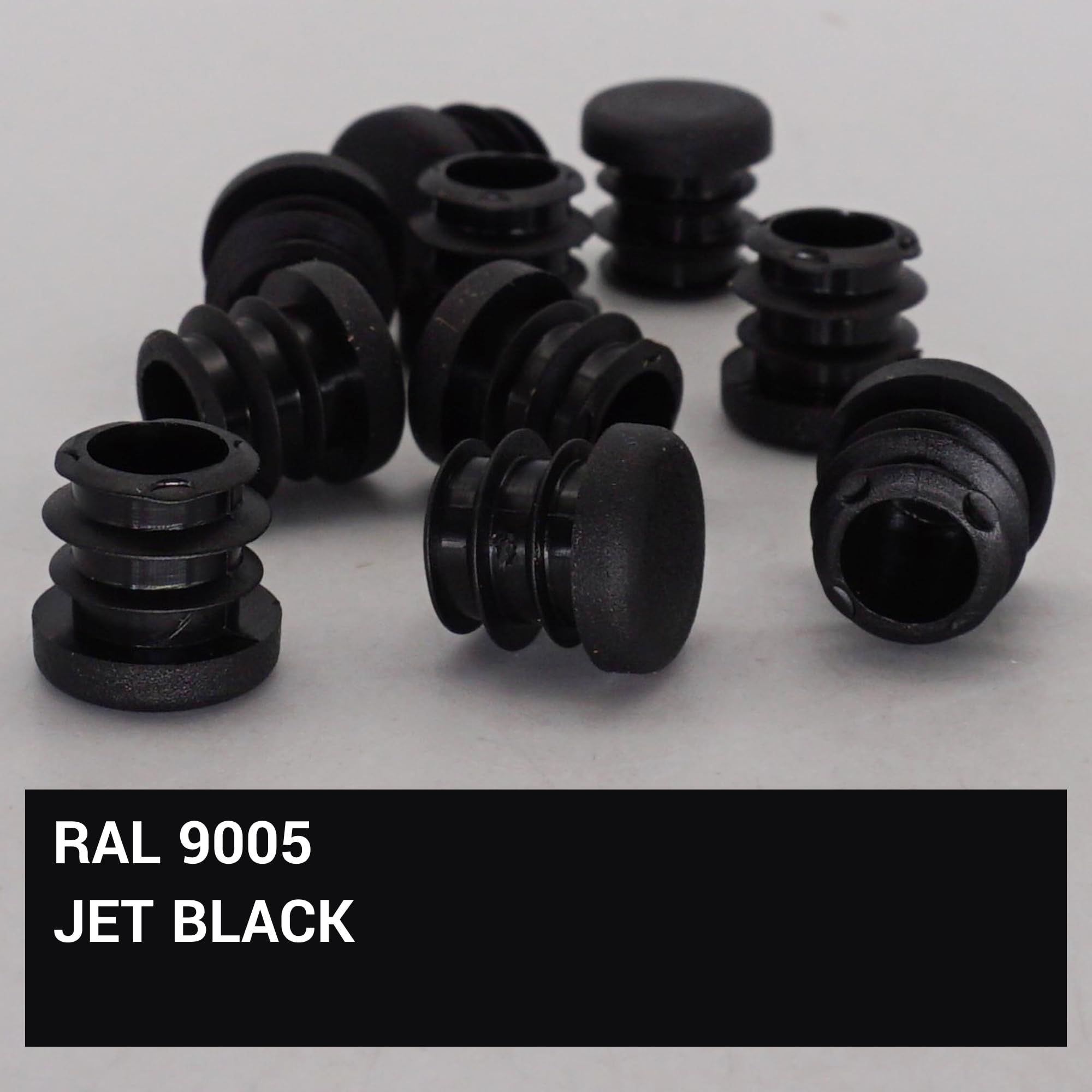 SKIR'CO (20 pcs) Round Tube Inserts 14 mm, Fence Post Plugs, Black Plastic Tube End Caps, Pipe Plugs, Black RAL 9005 - Image 3