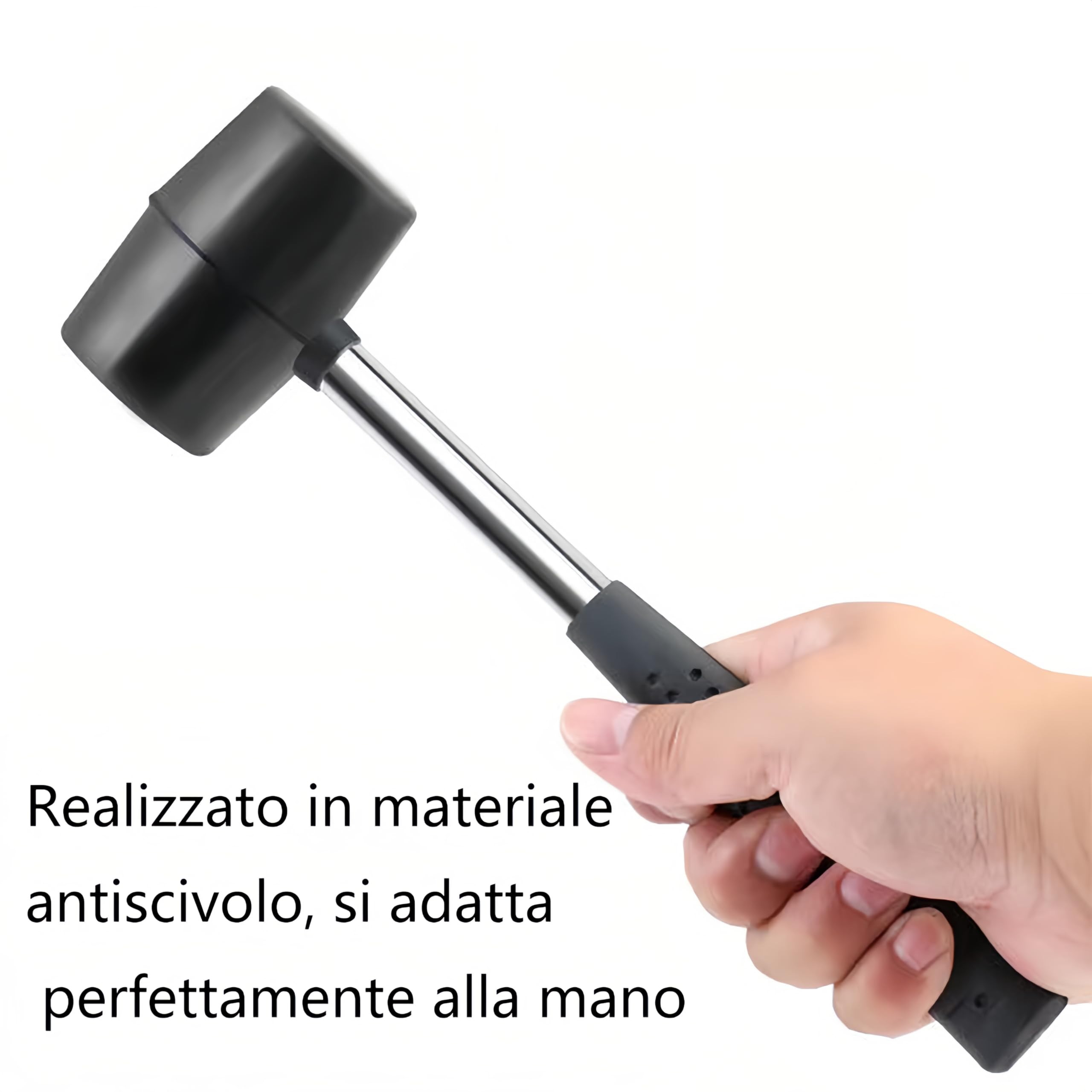 Martello Di Gomma Nero 600G Con Impugnatura Antiscivoloideale Per Pavimenti E Piastrelle