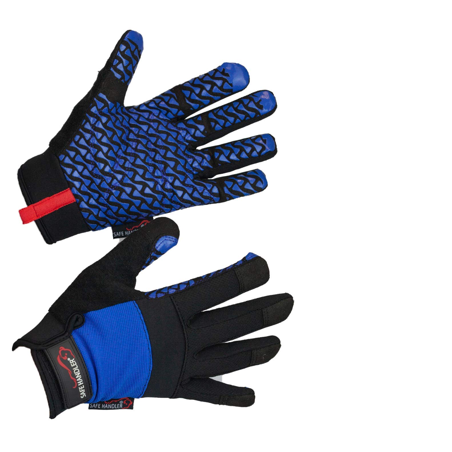 Super Grip Gloves | Textured Grip Palm, Non-Slip Texture, Hook & Loop Wrist Strap, BLACK/BLUE, L/XL, 1 pair (2 gloves)