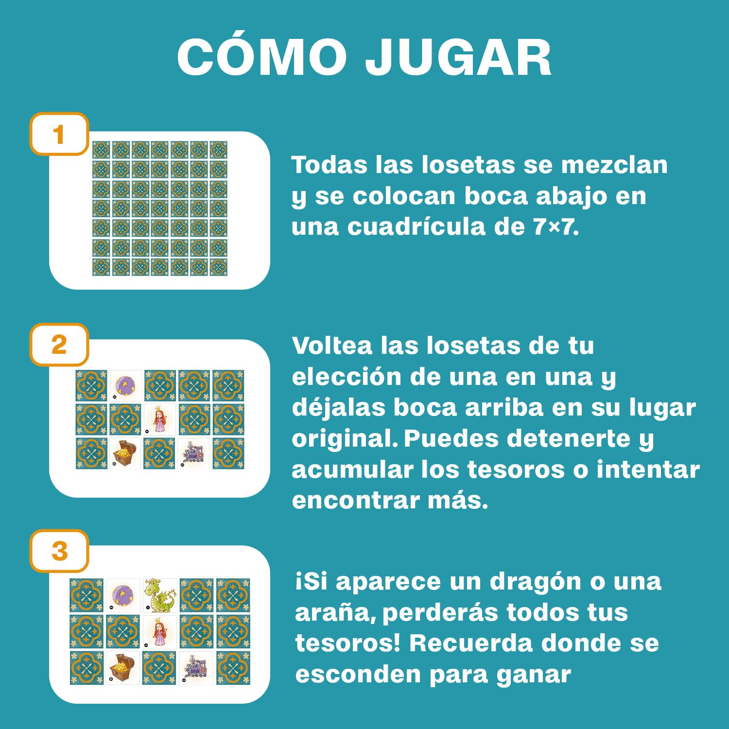 Ludilo - Memory Los Tesoros del Dragón | Juegos De Mesa Niños 5 Años O Más Premiado | Juegos Educativos Niños 5 Años O Más De Altas Capacidades | Juego De Mesa De Memoria | Regalo para Niños