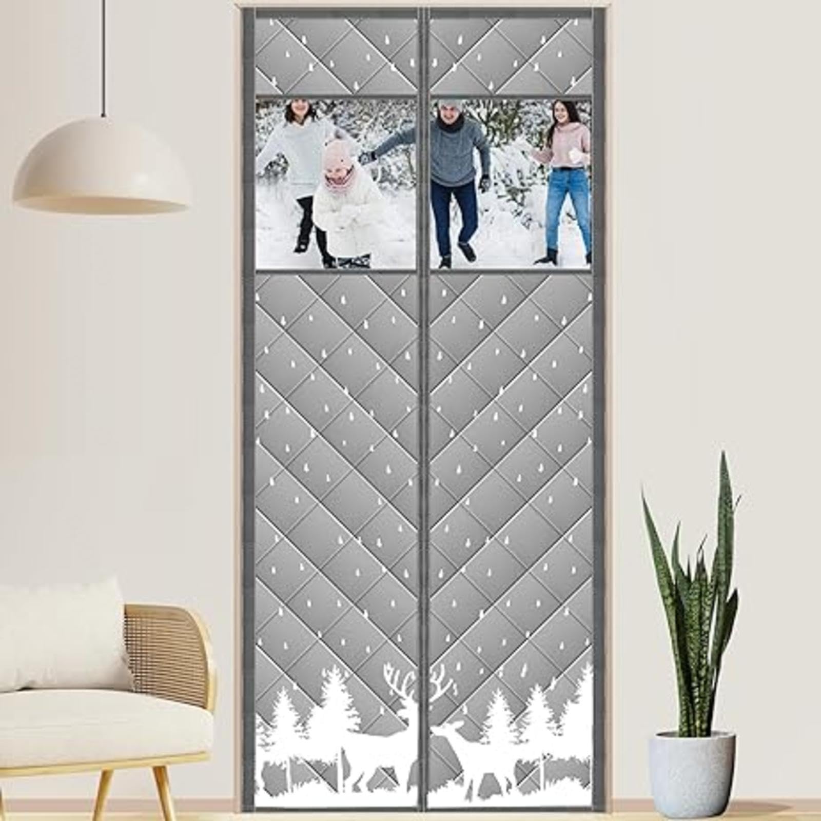 Rideau de porte magnétique à isolation thermique – Imperméable et coupe-vent – Moustiquaire magnétique de fenêtre pour porte-fenêtre