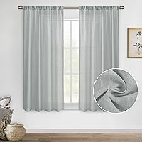 Vista 50 de DWCN Cortinas transparentes de lino sintético blanco, con bolsillo para barra, cortinas de gasa semi texturizada, para dormitorio, sala de estar