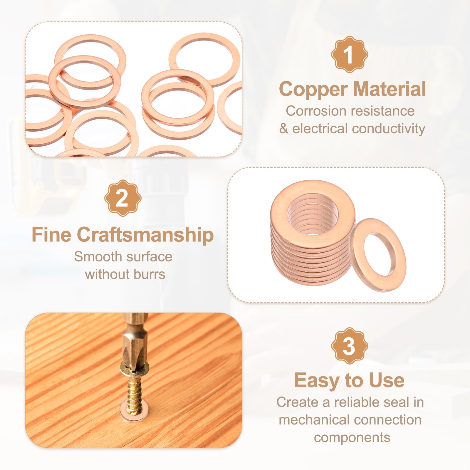 Copper Sealing Rings Washers Pack of 40 M12 x 18 x 1.5 Copper Sealing Rings Set Washers Flat Oil Drain Plug Seal for Screws, Automobiles, Ships, Generators, Machines, Devices Copper Sealing Rings Washers Pack of 40 M12 x 18 x 1.5 Copper Sealing Rings Set Washers Flat Oil Drain Plug Seal for Screws, Automobiles, Ships, Generators, Machines, Devices
