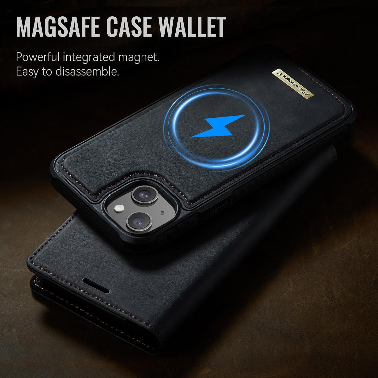 Wallet Case for iPhone 15 Plus Compatible with Magsafe, 2-in-1 PU Leather Flip RFID Blocking Card Holder Stand Shockproof Magnetic Detachable Cover for iPhone 15 Plus Case 6.7", Black