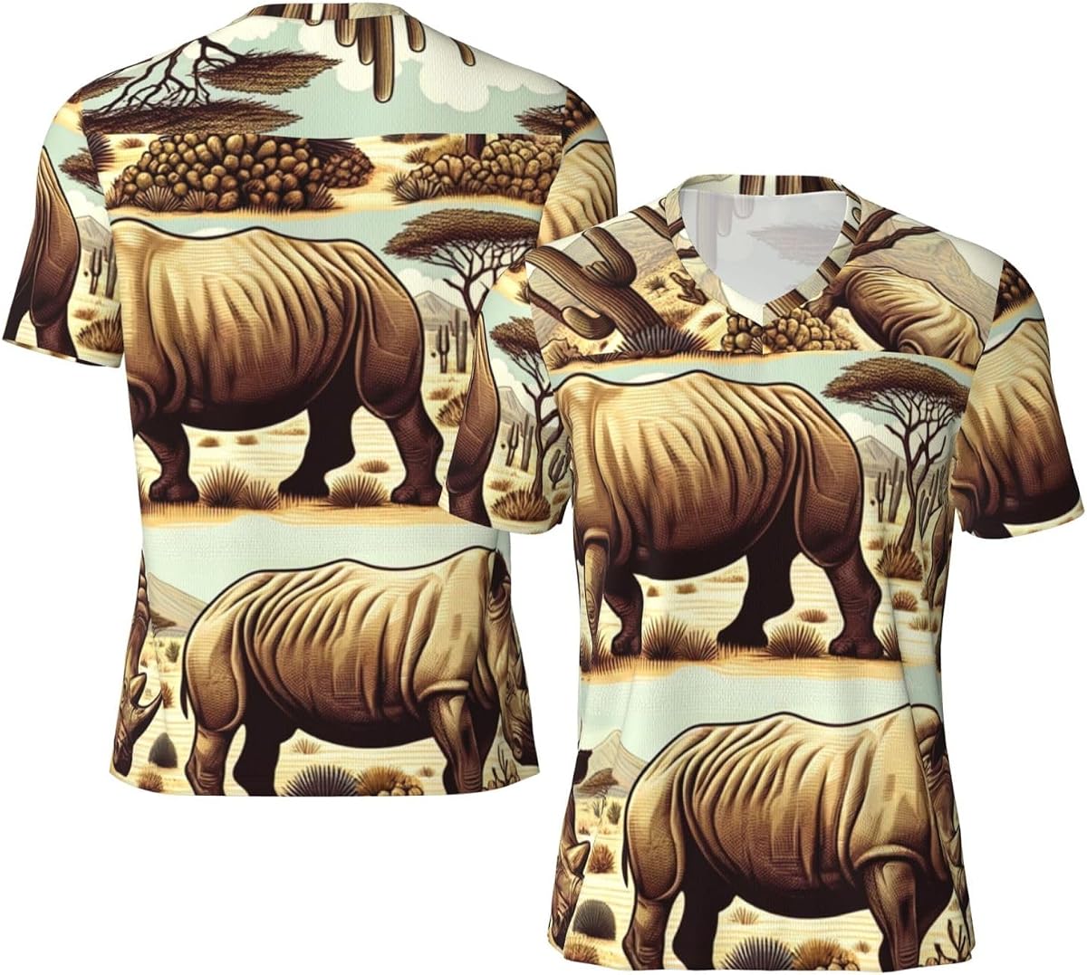 Stylish Athletic Sports Jersey Endangered-Rhino-Desert Men's Rugby Jersey