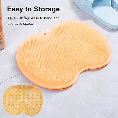 Miniatura 10 de 2 piezas de ducha para pies y espalda, almohadilla de masaje montada en la pared, cepillo de masaje de baño de silicona con ventosas para depurador