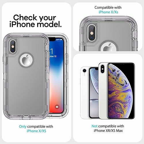 Miniatura 7 de ORIbox Funda para iPhone XXS gris, protección contra caídas de grado militar de 10 pies, funda transparente resistente a prueba de golpes anticaídas