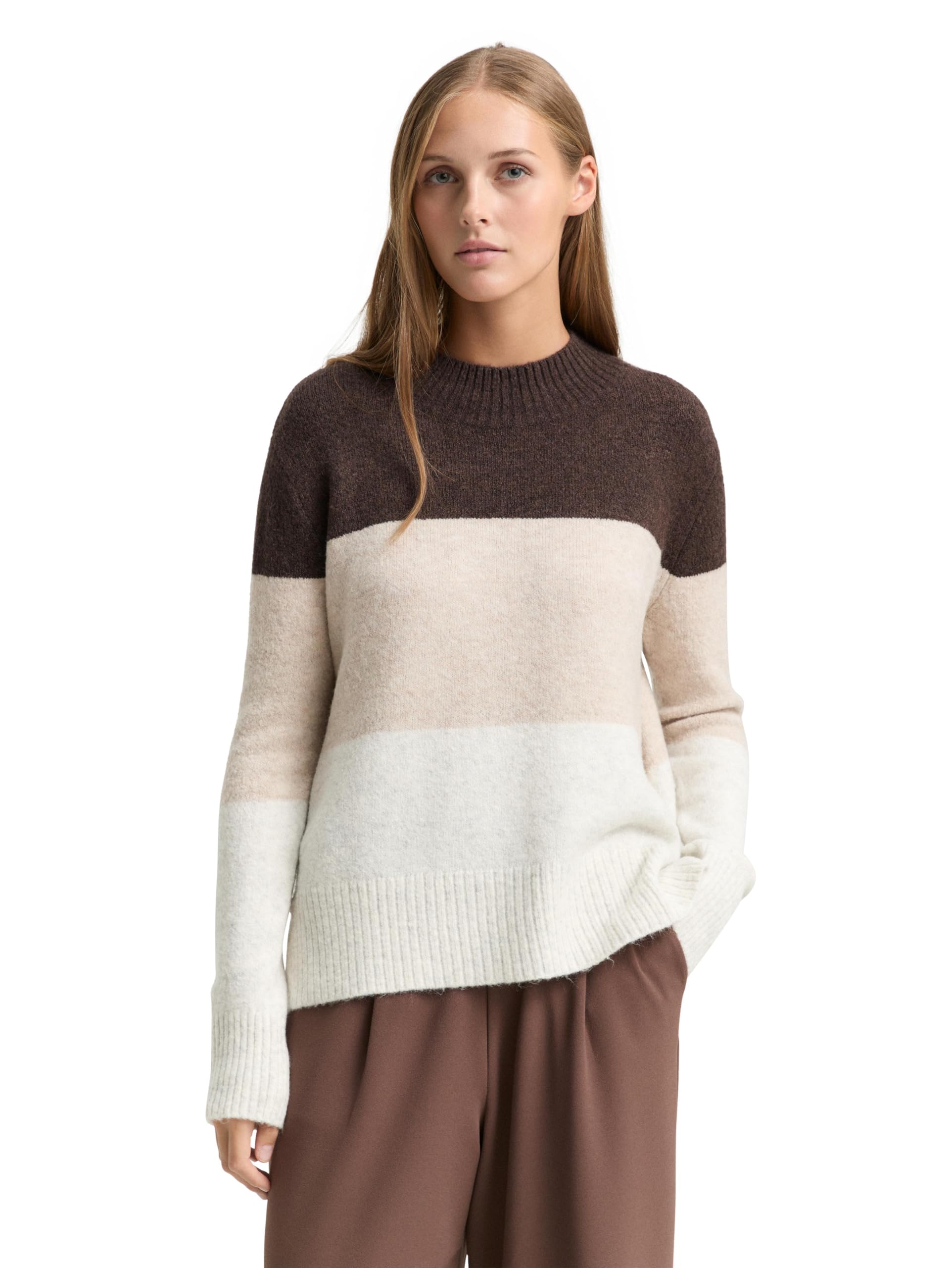 TOM TAILOR Denim Damen Strickpullover mit Colour Blocking