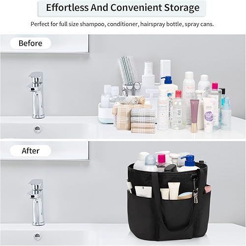 Miniatura 3 de Organizador de ducha portátil, bolsa de aseo de viaje para mujeres y hombres, organizador de ducha de malla de gran capacidad, bolsa de baño de