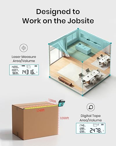 Miniatura 8 de MiLESEEY Cinta Métrica Láser Digital DT20, Herramienta de Medición Láser de 130 Pies, Cinta Métrica Digital de Fácil Lectura de 16 Pies Retráctil