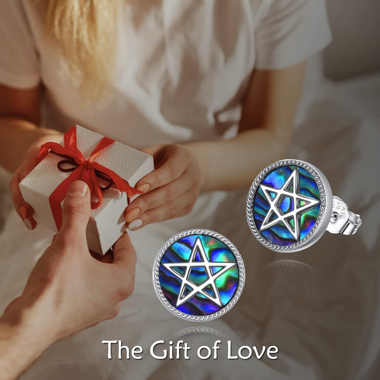 YFN Moon/Star/Leaf Pentagram Pentacle Stud Earrings Sterling Silver Crescent Moon Star/Leaf Drop Earrings Jewelry Gifts for Men Women