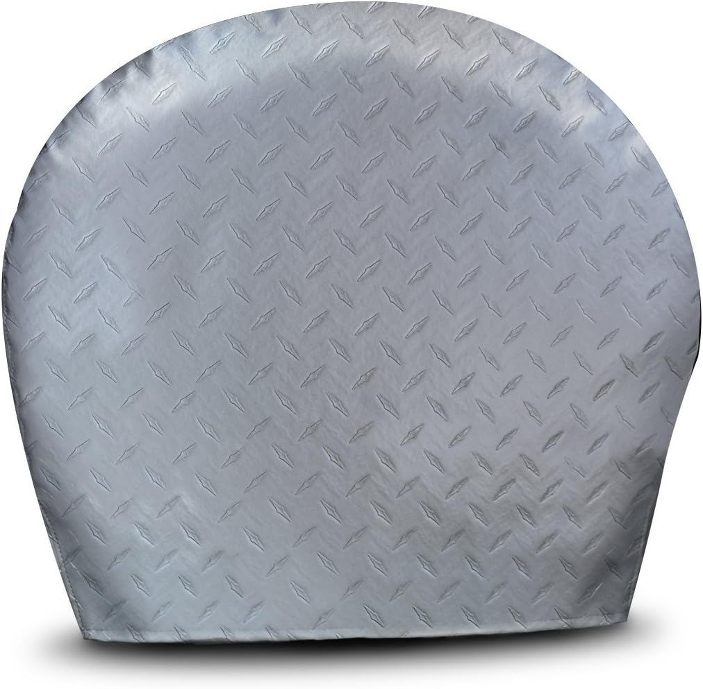 ADCO 3750 Silver #XL Diamond Plated Steel Vinyl Tyre Gard Wheel Cover, (Set of 2) (Fits 36"-39")